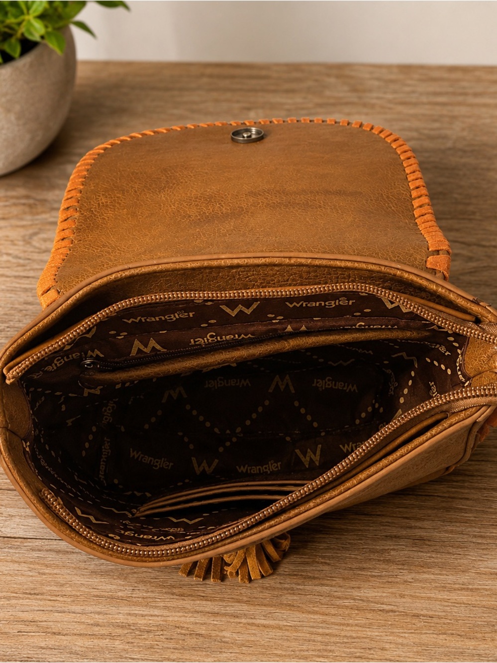 Wrangler Two-Tone Brown & Tan Crossbody Bag - Picture 3 of 3